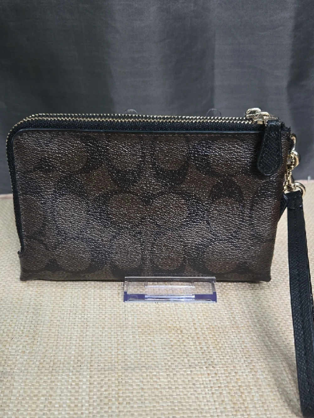 Coach Brown & Black Double Zip Wristlet - Picture 2 of 10